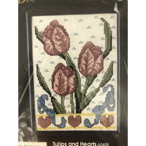 Golden Bee Counted Cross Stitch Tulips and Hearts - Picture 2 of 5